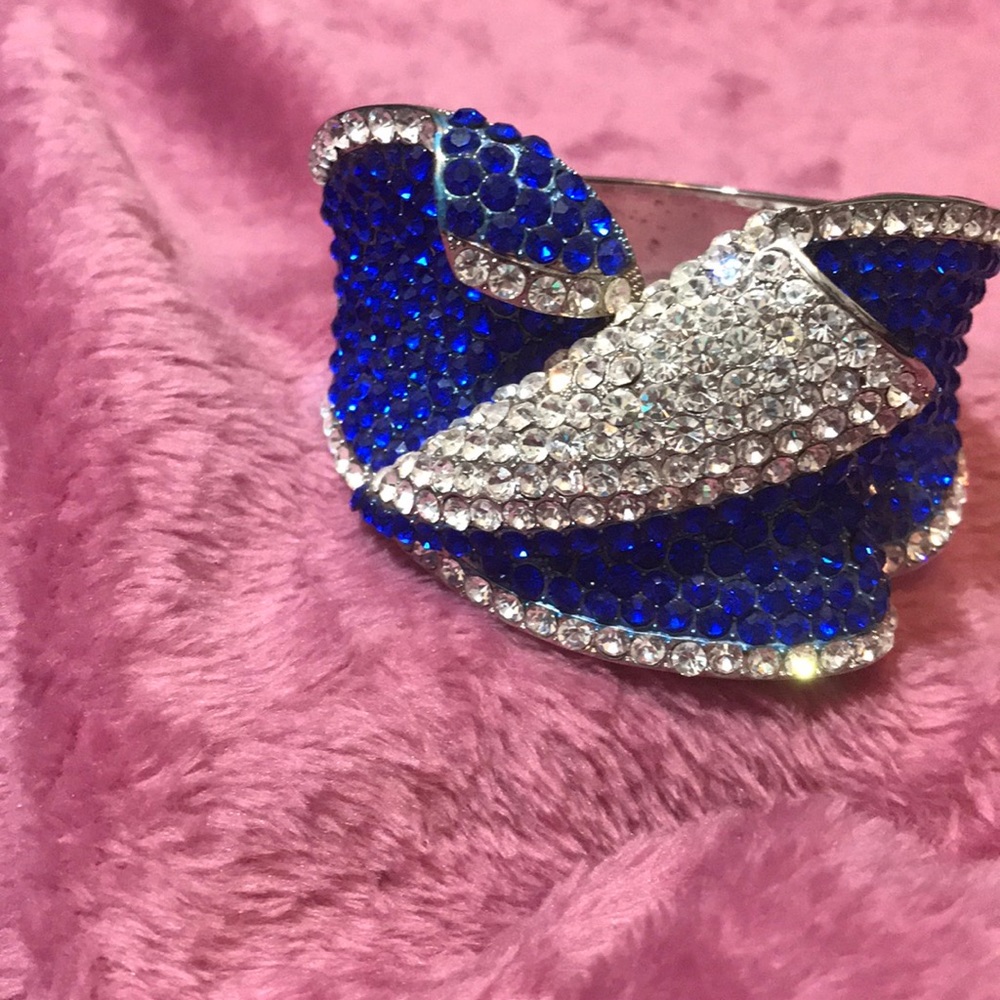Silver and blue hinge bracelet